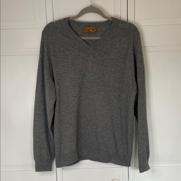 Men's John Craig 100% CashmereV-Neck Sweater in Heather Gray Sz M